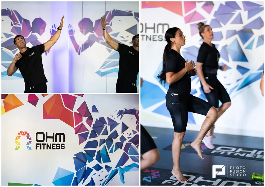 An OHM Fitness studio session in progress
